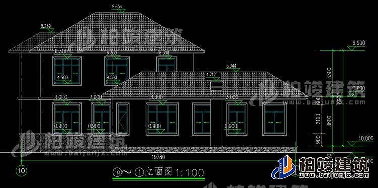 二层简欧农村别墅带双车库施工效果图纸全套 造价30万BZ263-简欧风格